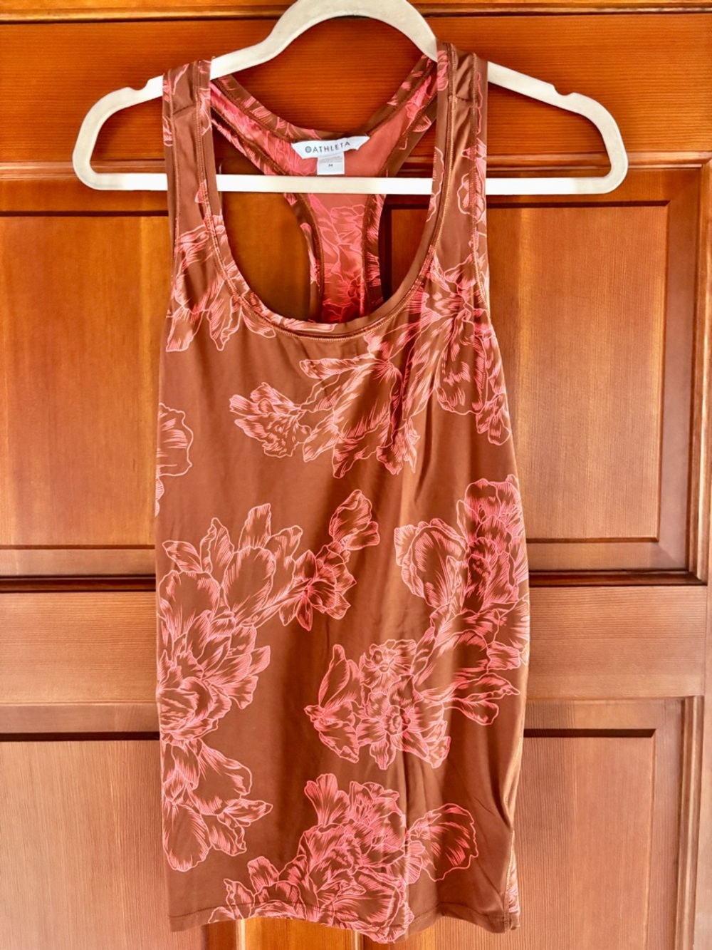 Athleta Floral Racerback Tank Top Women’s Medium SuperSonic Fabric UPF 25+